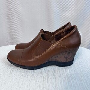 SANITA Madeline Shoes EU 39 | US 8.5 Brown‎ Leather 3" Wedge (S505)